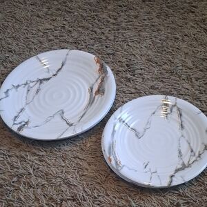Elegant 8pc. Marble Dinner Plate Set Elama Lightweight Melamine Dinner